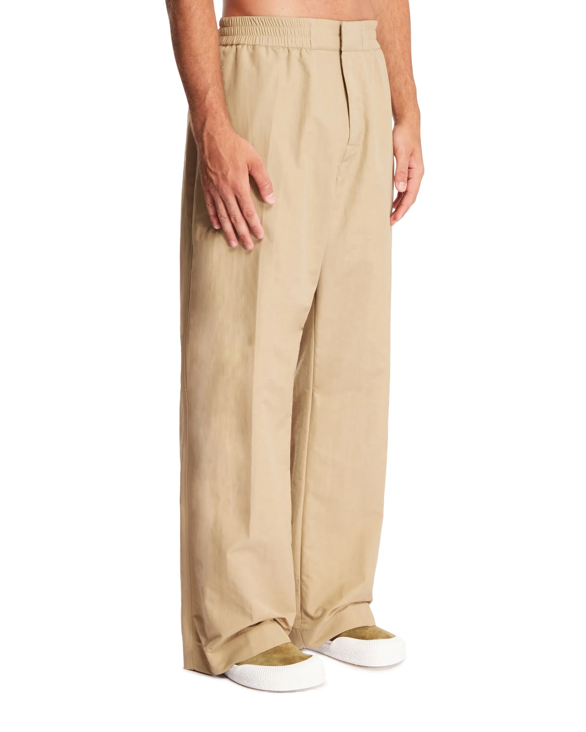 Beige Tech Cotton Trousers