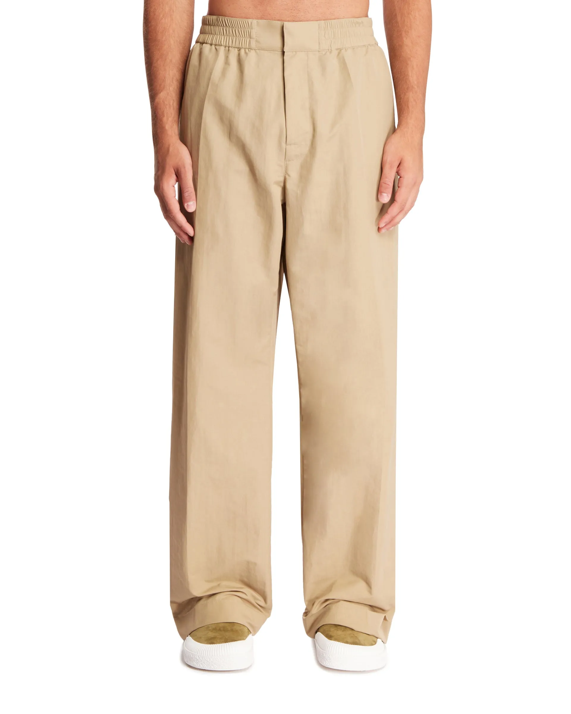 Beige Tech Cotton Trousers