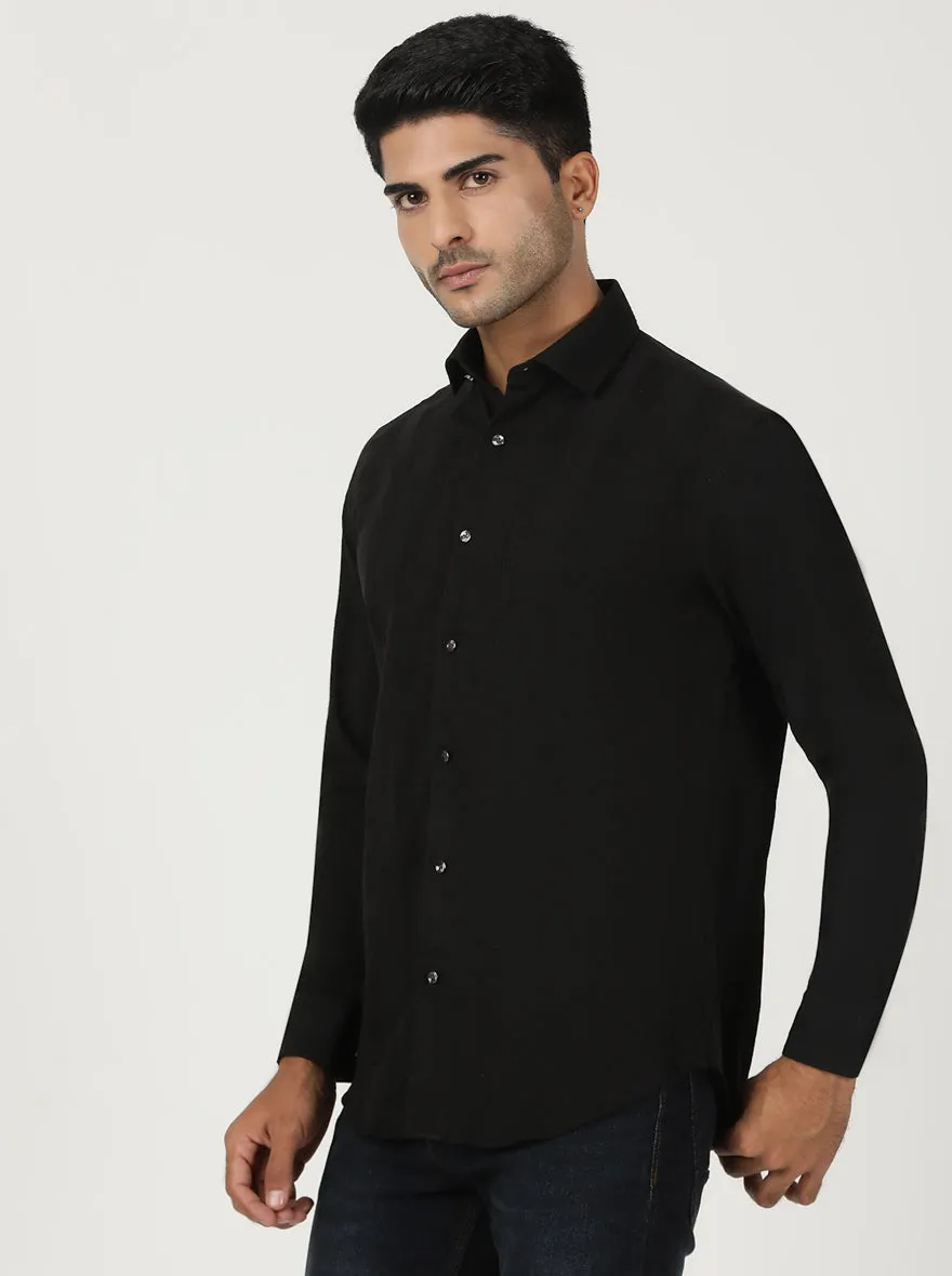 Black Checked Slim Fit Party Wear Shirt | Greenfibre