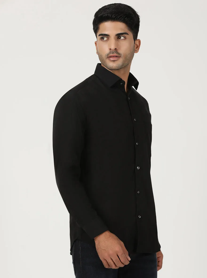 Black Checked Slim Fit Party Wear Shirt | Greenfibre