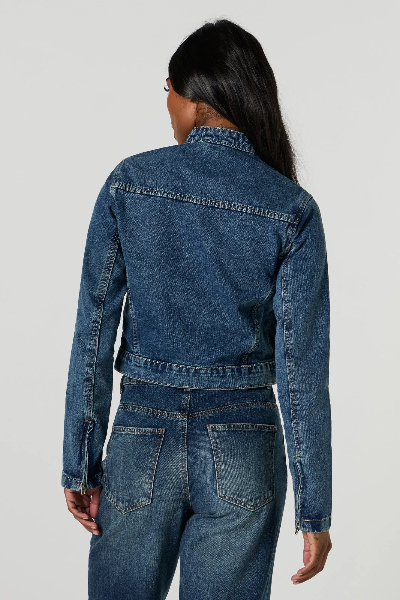 Blouson de style moto en denim