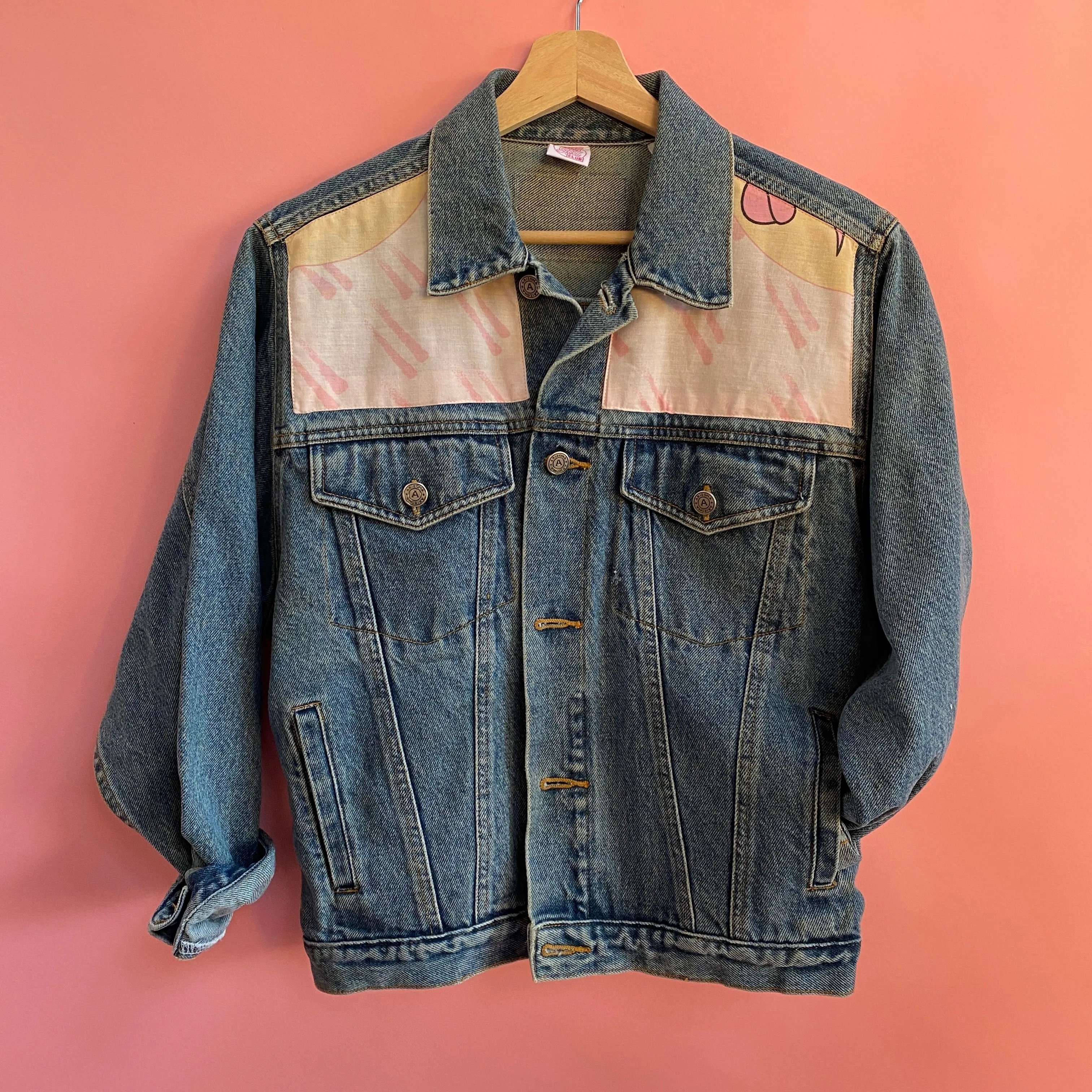 Denim Jacket made with Reworked Duvet Cover.