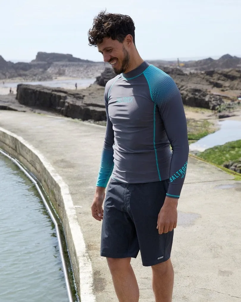 DNA Wave - Mens Long Sleeve Rashvest - Grey/Turquoise