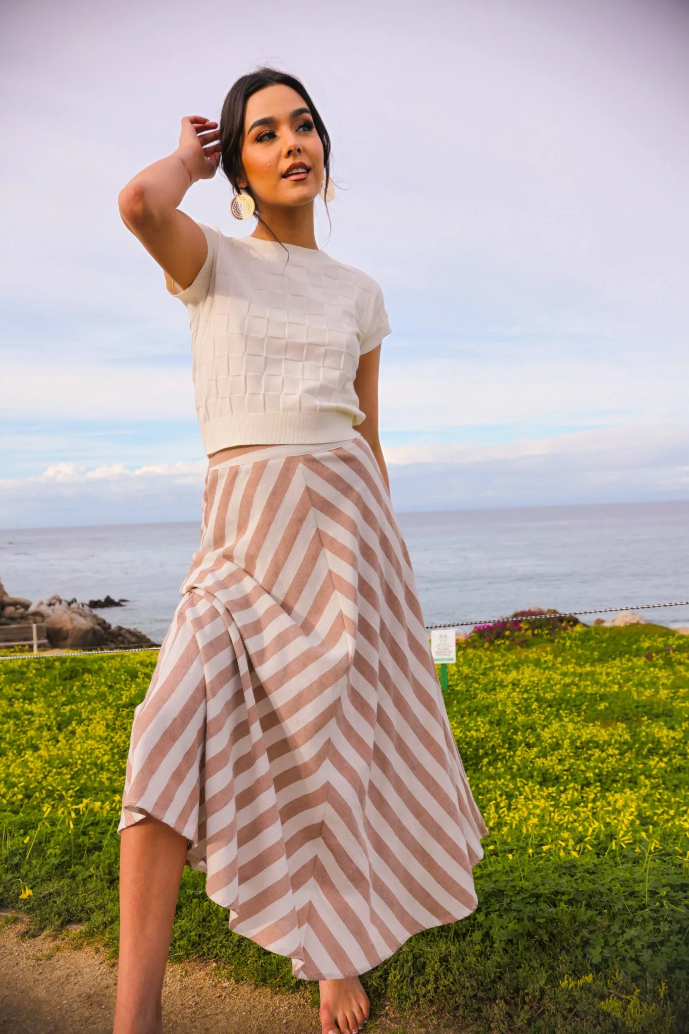 High Hopes Maxi Skirt - Coffee/Cream