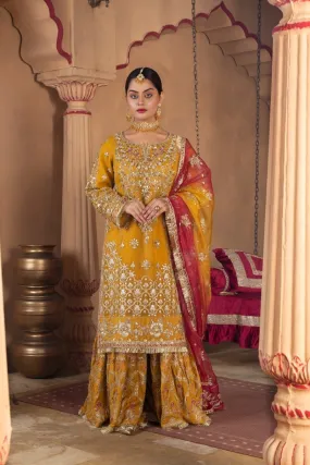 Sajni Embellished Organza Mehndi Gharara Outfit SAJ10