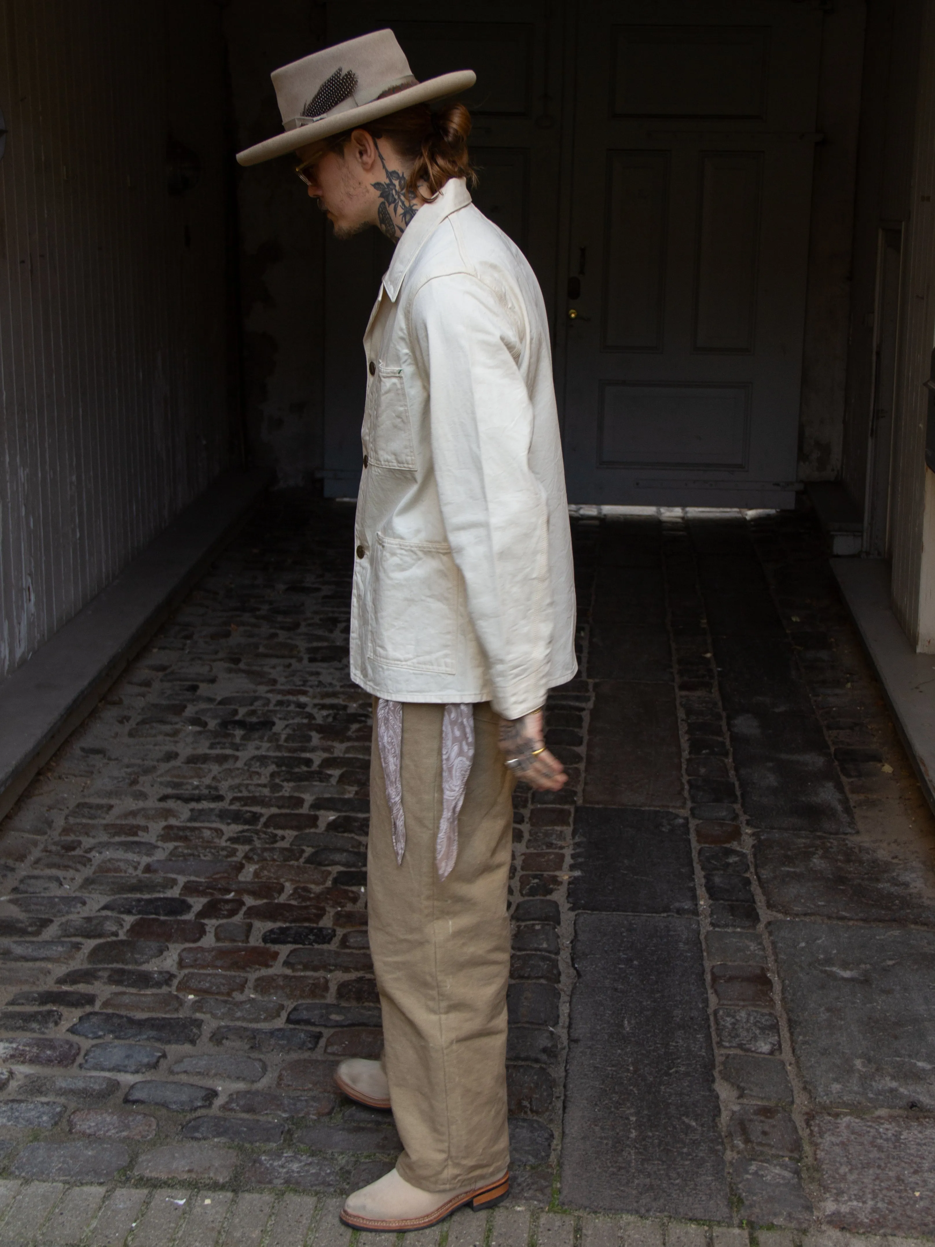 Sugar Cane, 1920's Work Coat, Natural White