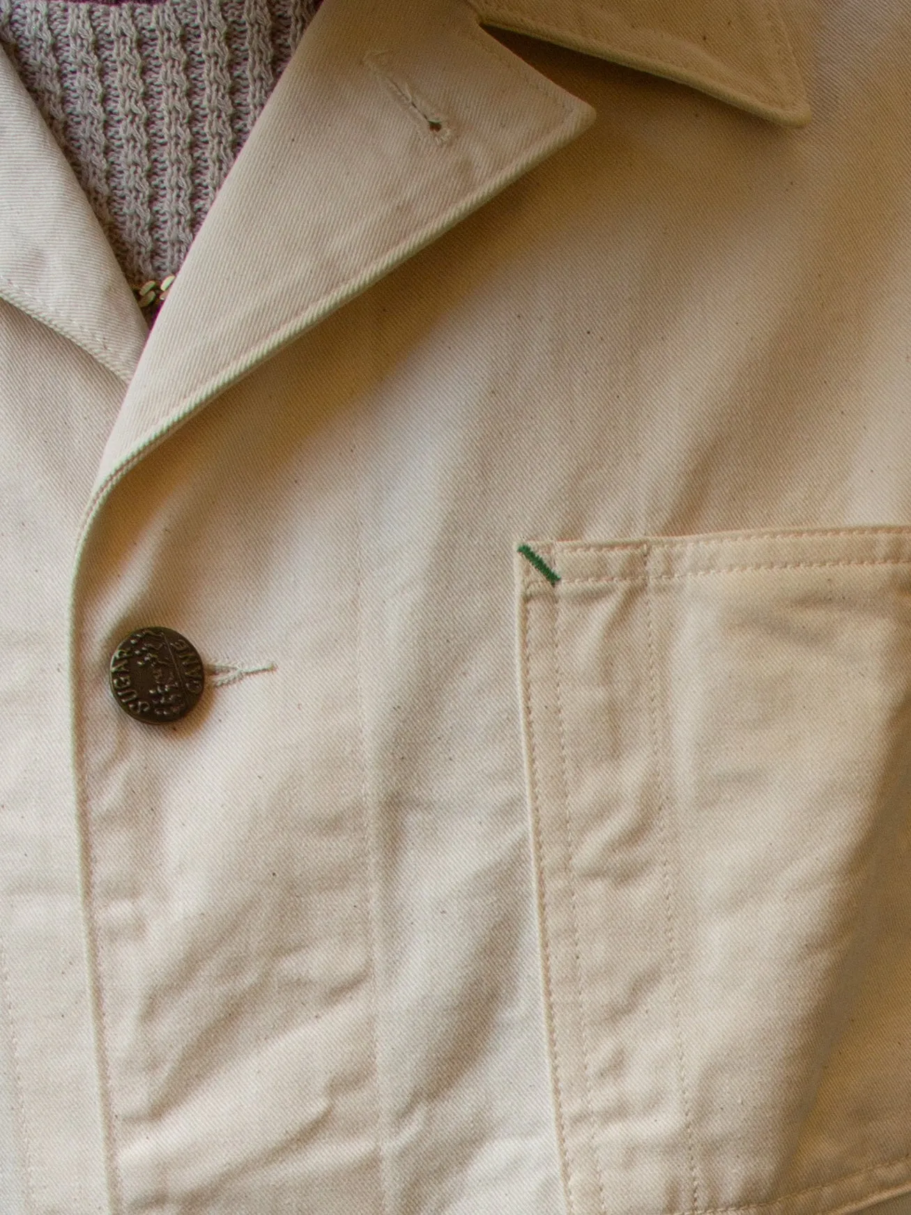 Sugar Cane, 1920's Work Coat, Natural White