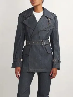 Women’s Belted Denim Trench Jacket