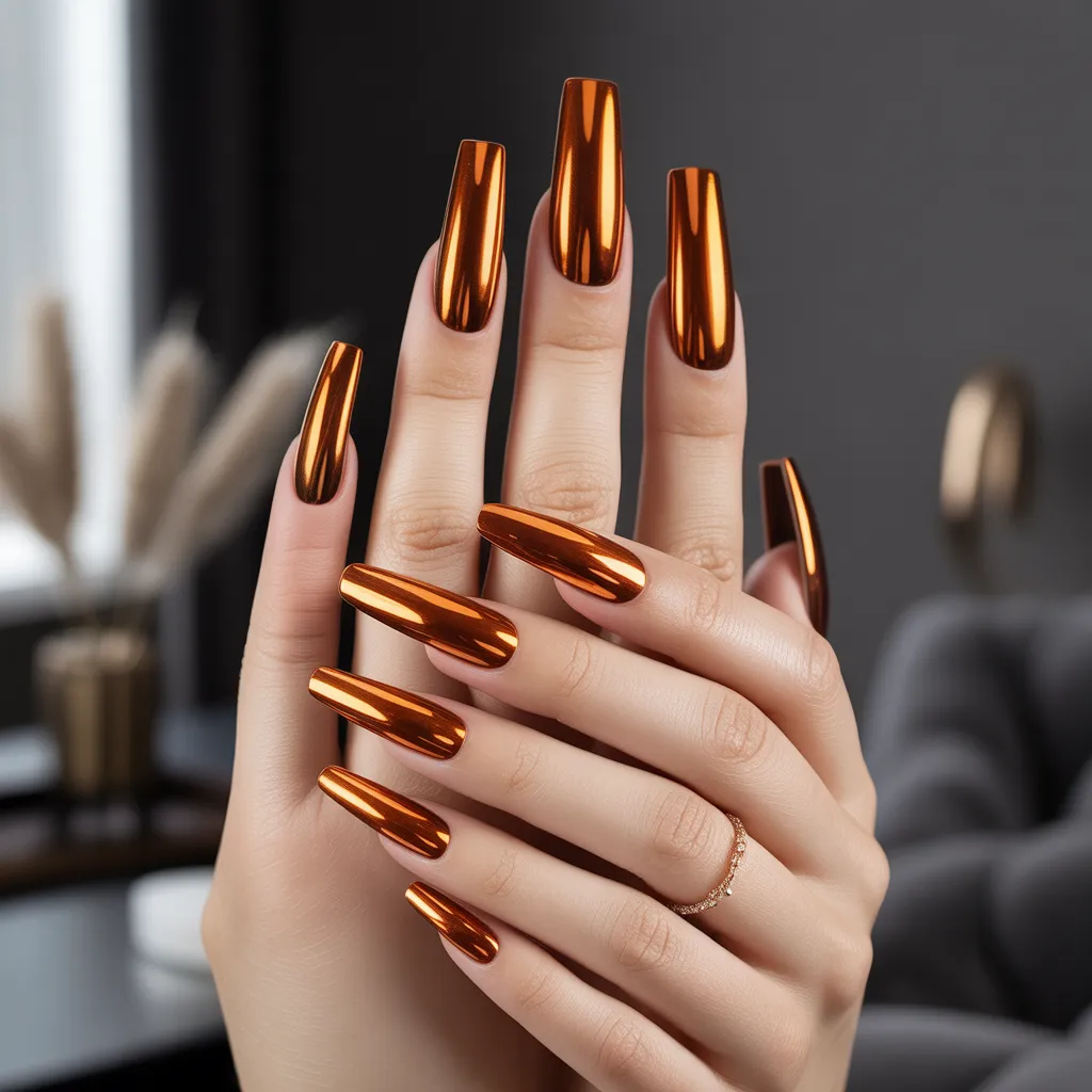 Copper Chrome Nails