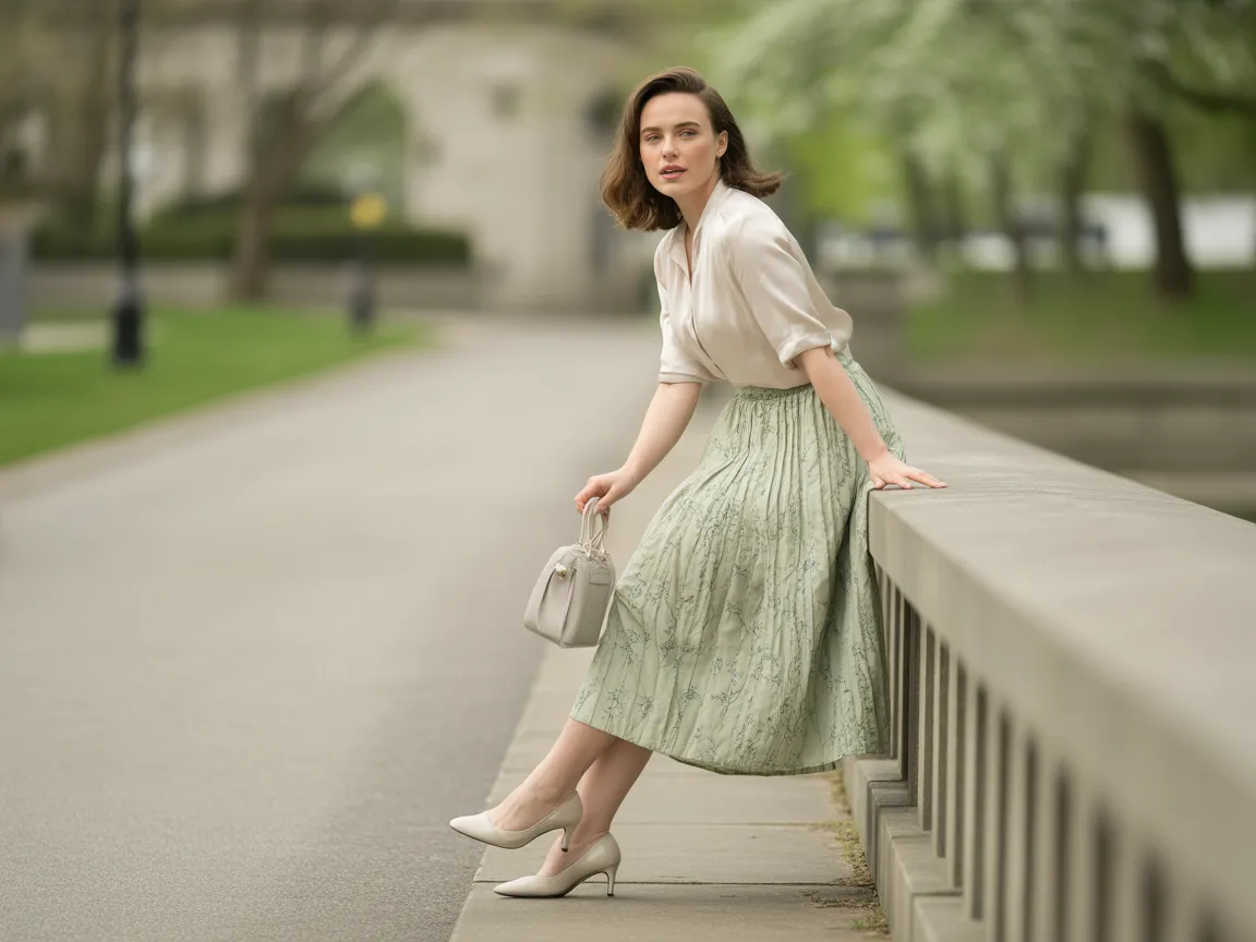 Printed Midi Skirt
