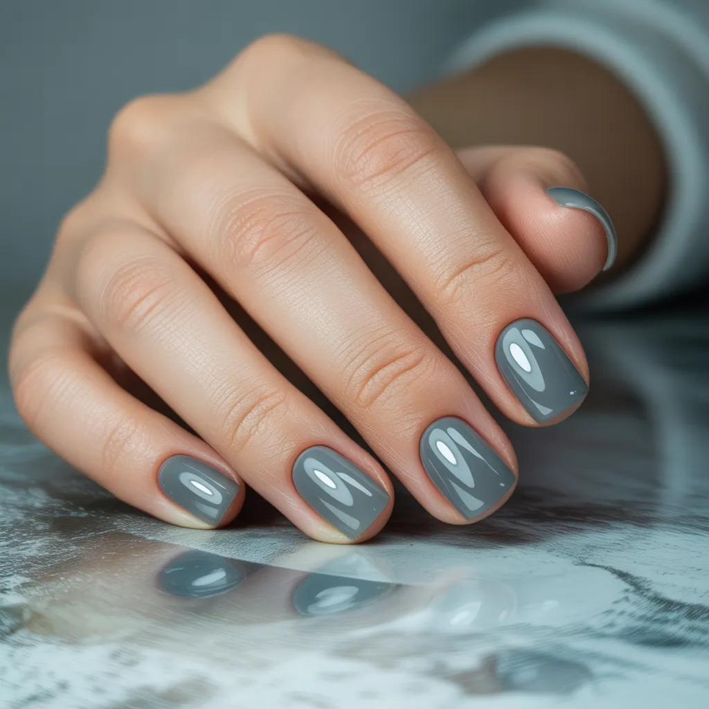 Smoky Grey Nails