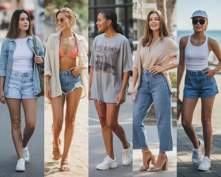 jean shorts summer outfits 2026