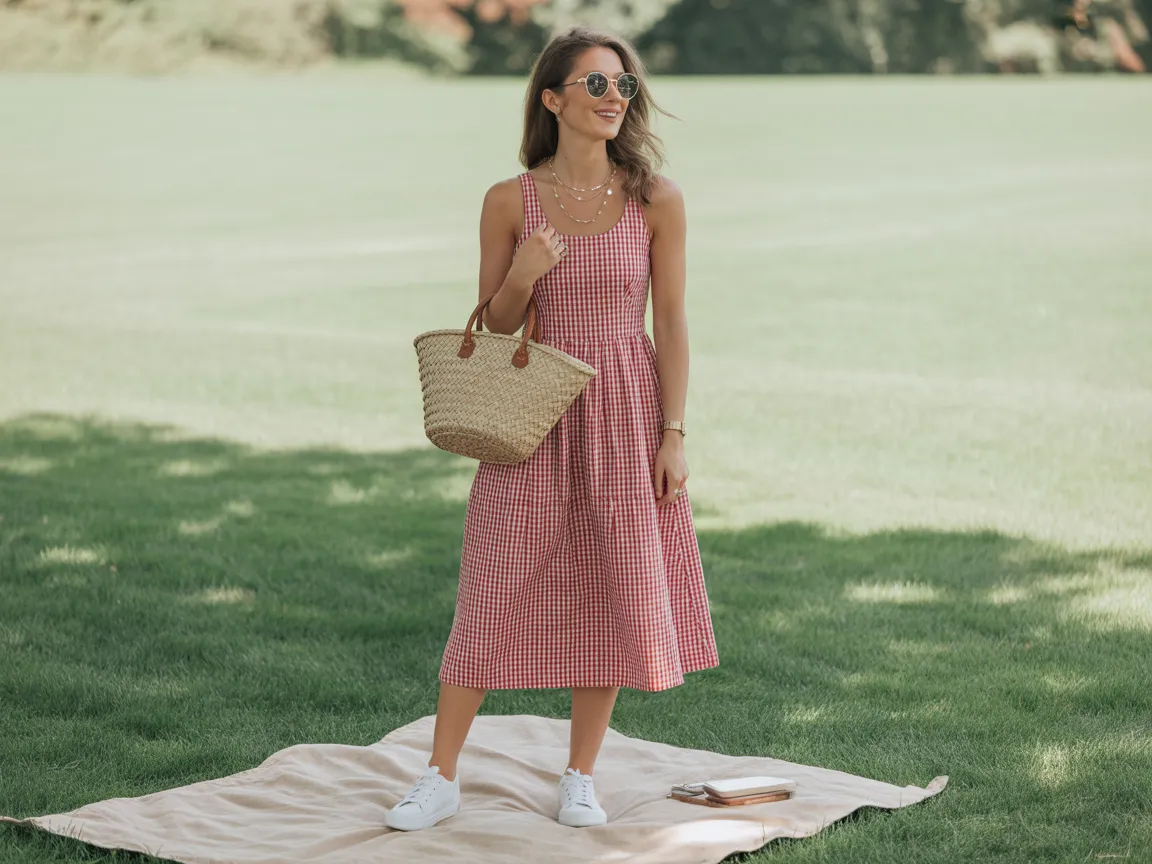 Gingham Midi Dress