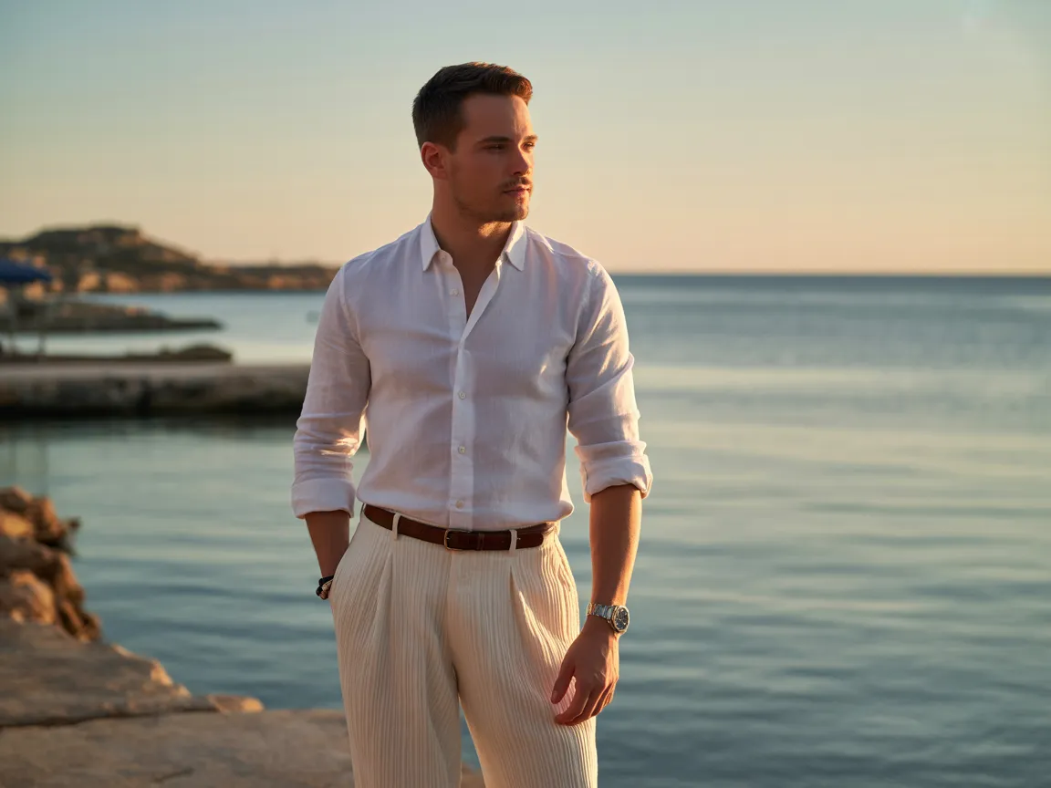 Linen Shirt & Pleated Trousers