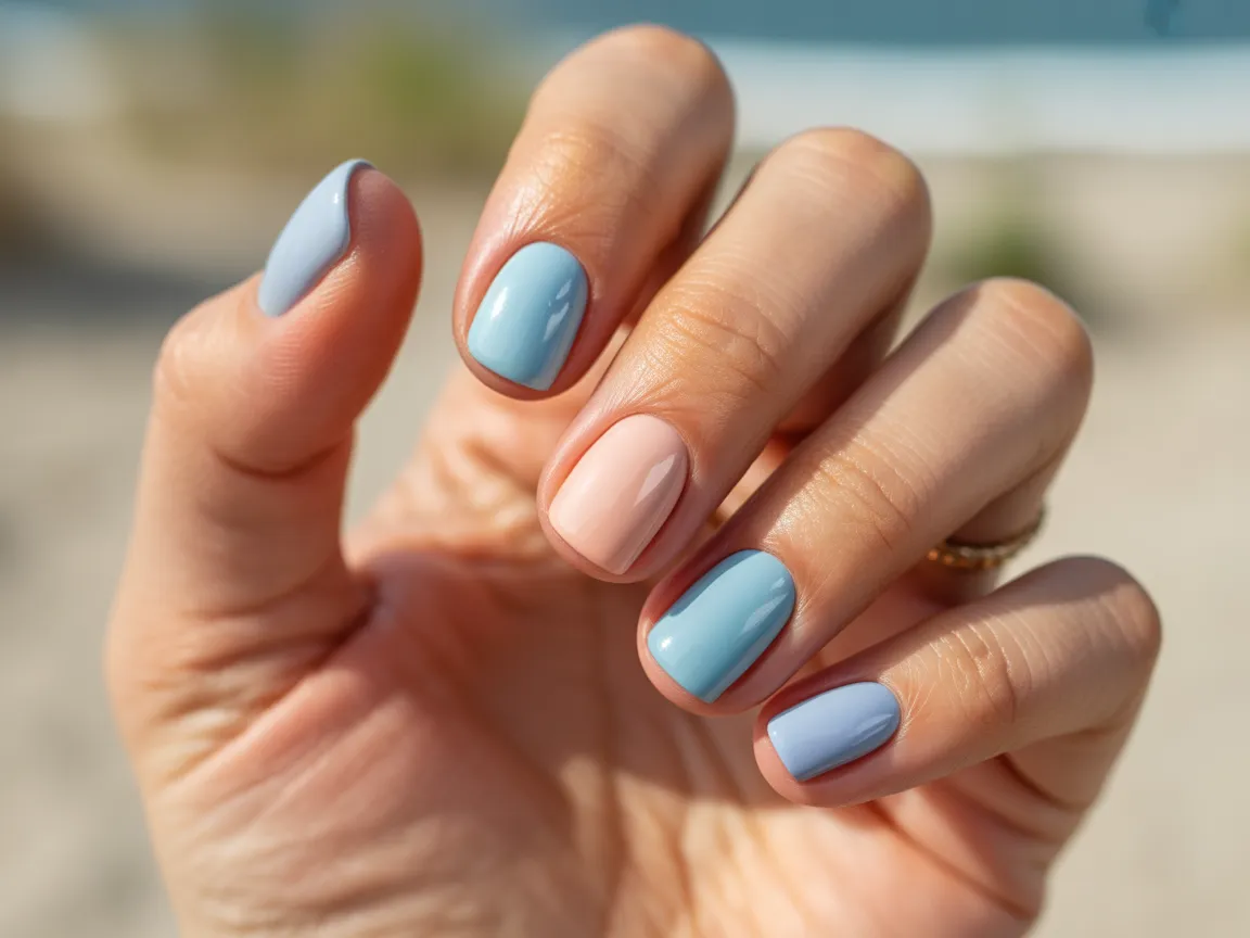 Ocean Blue Chrome Nails