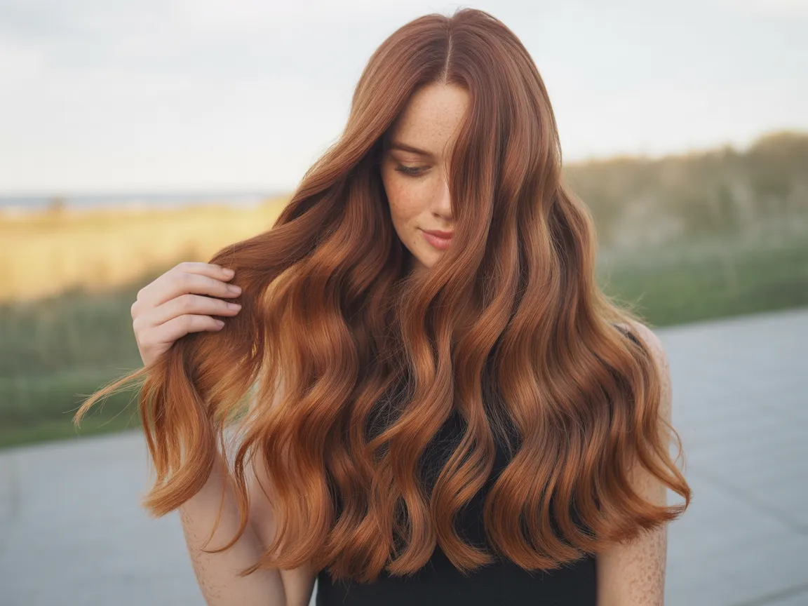 Soft Copper Balayage Waves