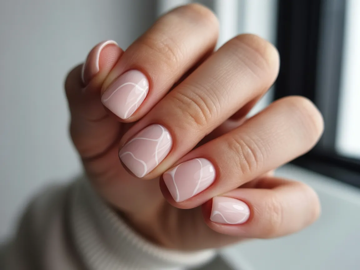 Simple Pink Line Art Nails