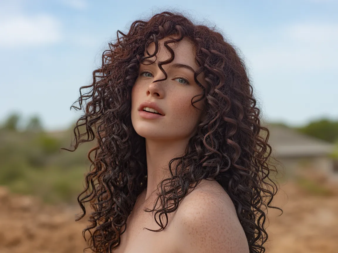 Dark Auburn Curly Volume