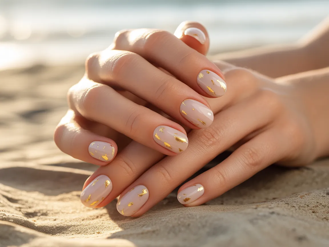 Gold Foil Beach Nails