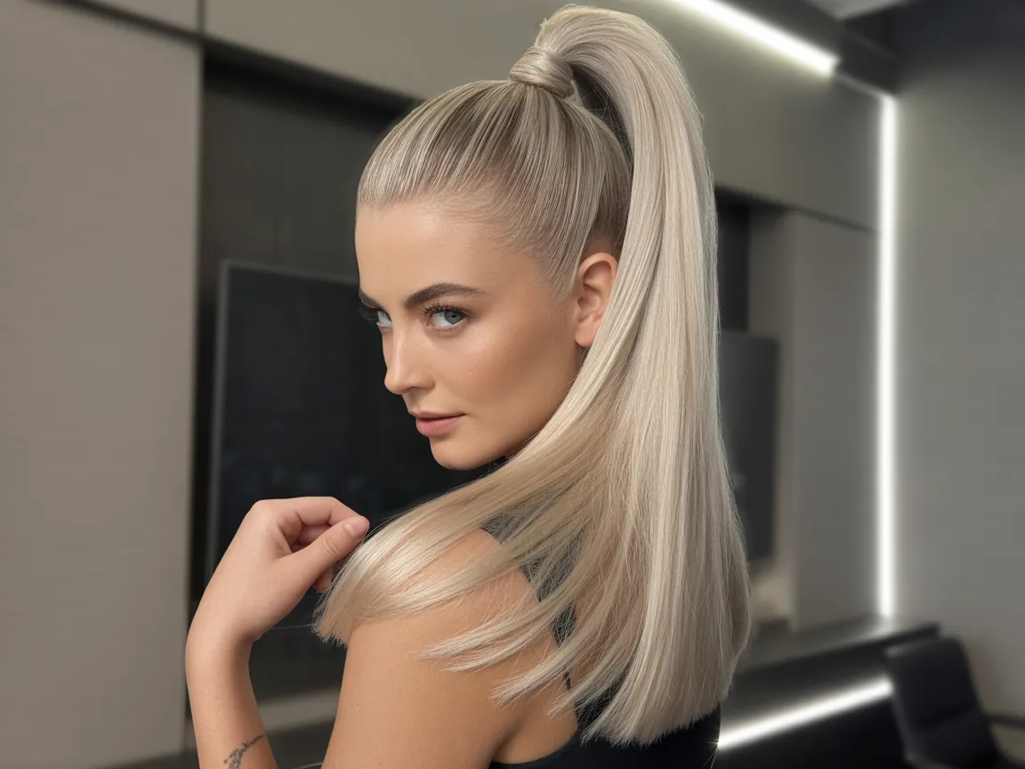 Icy Blonde High Ponytail