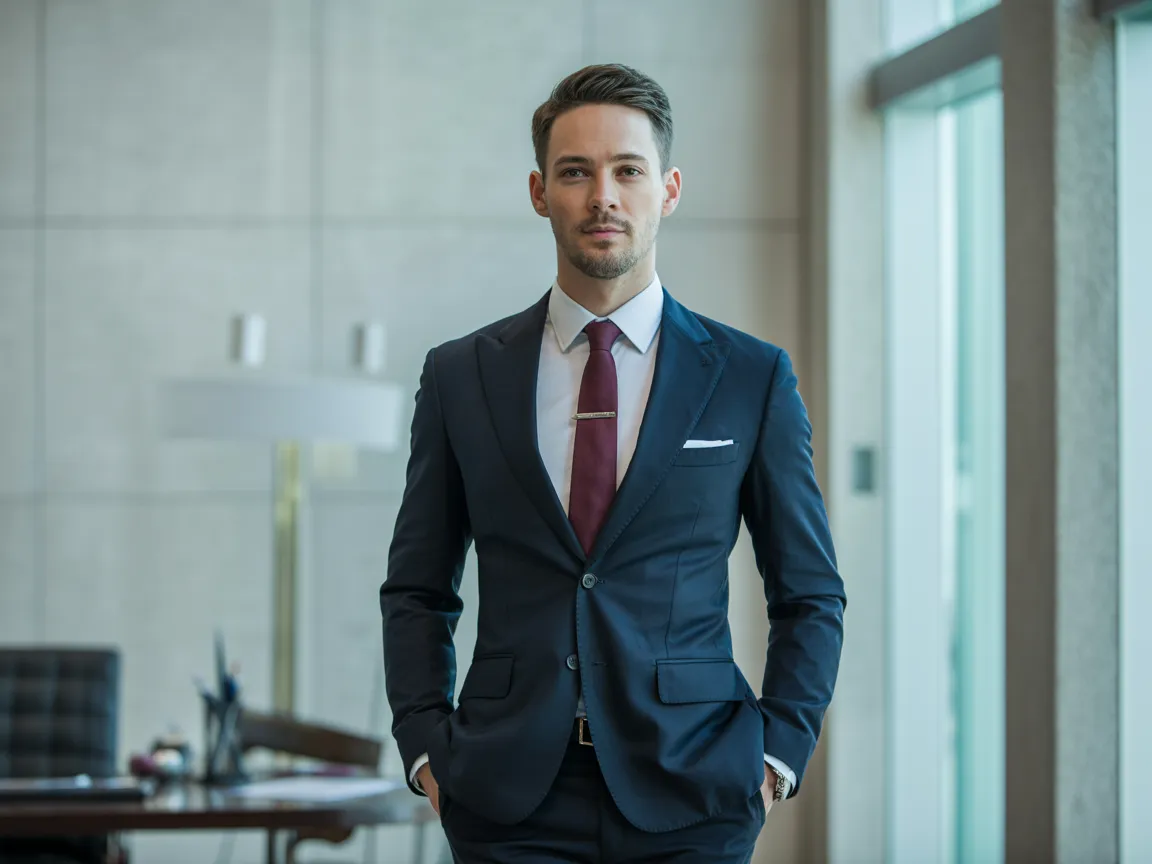 Navy Suit Confidence