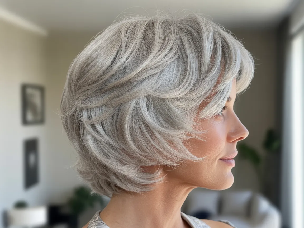 Short Gray Layered Cut