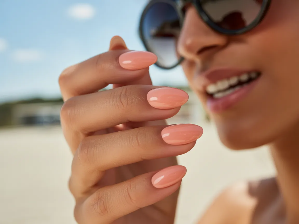 Soft Peach Oval Nails