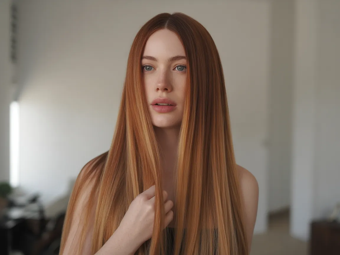 Auburn Balayage Straight Ends