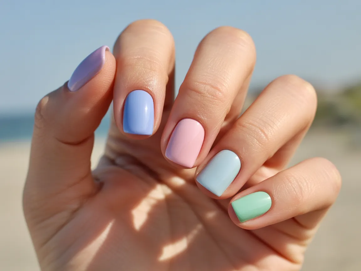 Pastel Beach Mix Nails