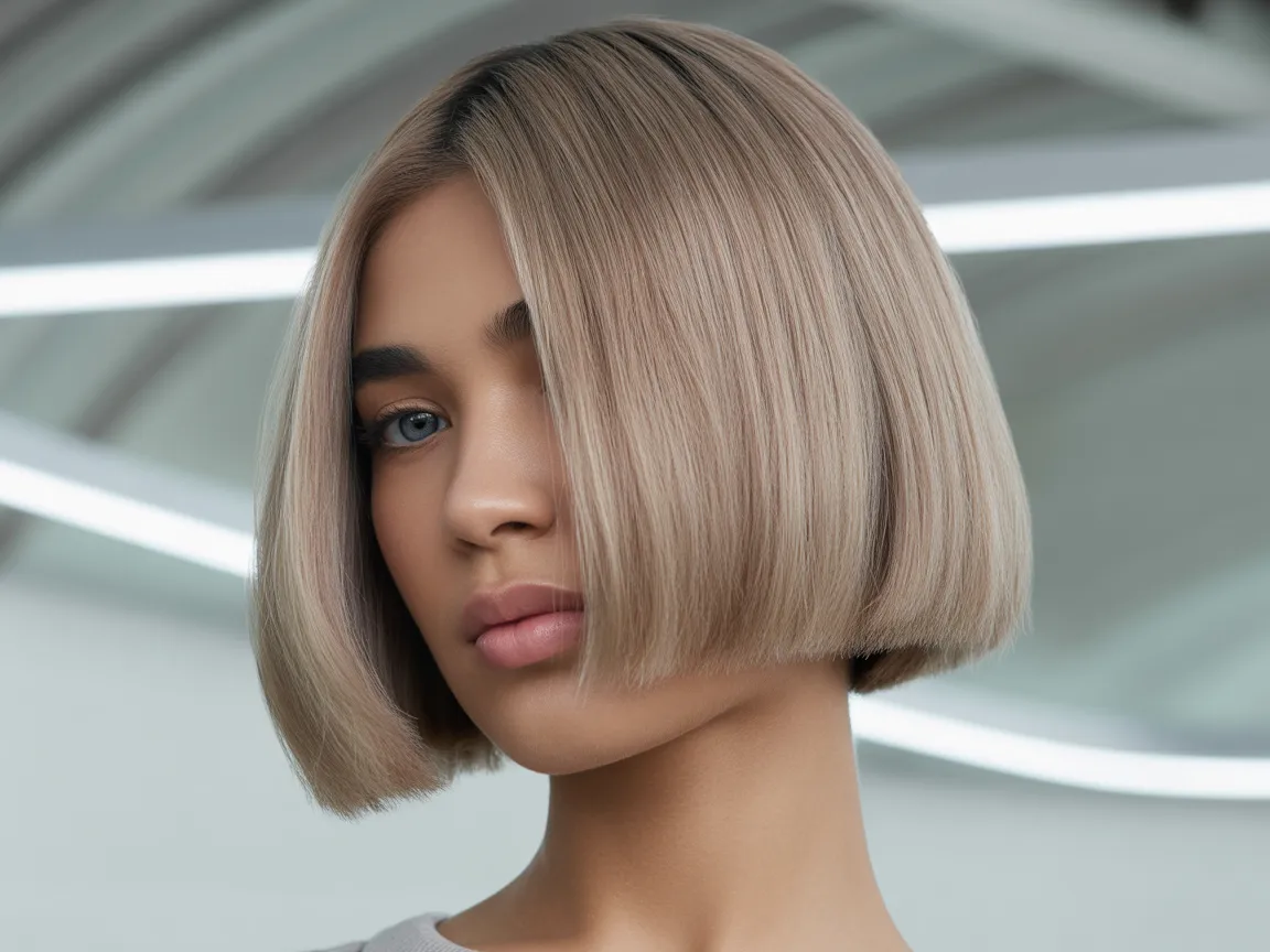 Ash Blonde Blunt Cut
