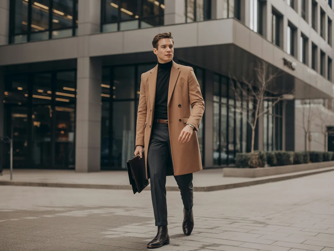 Camel Coat Office Look