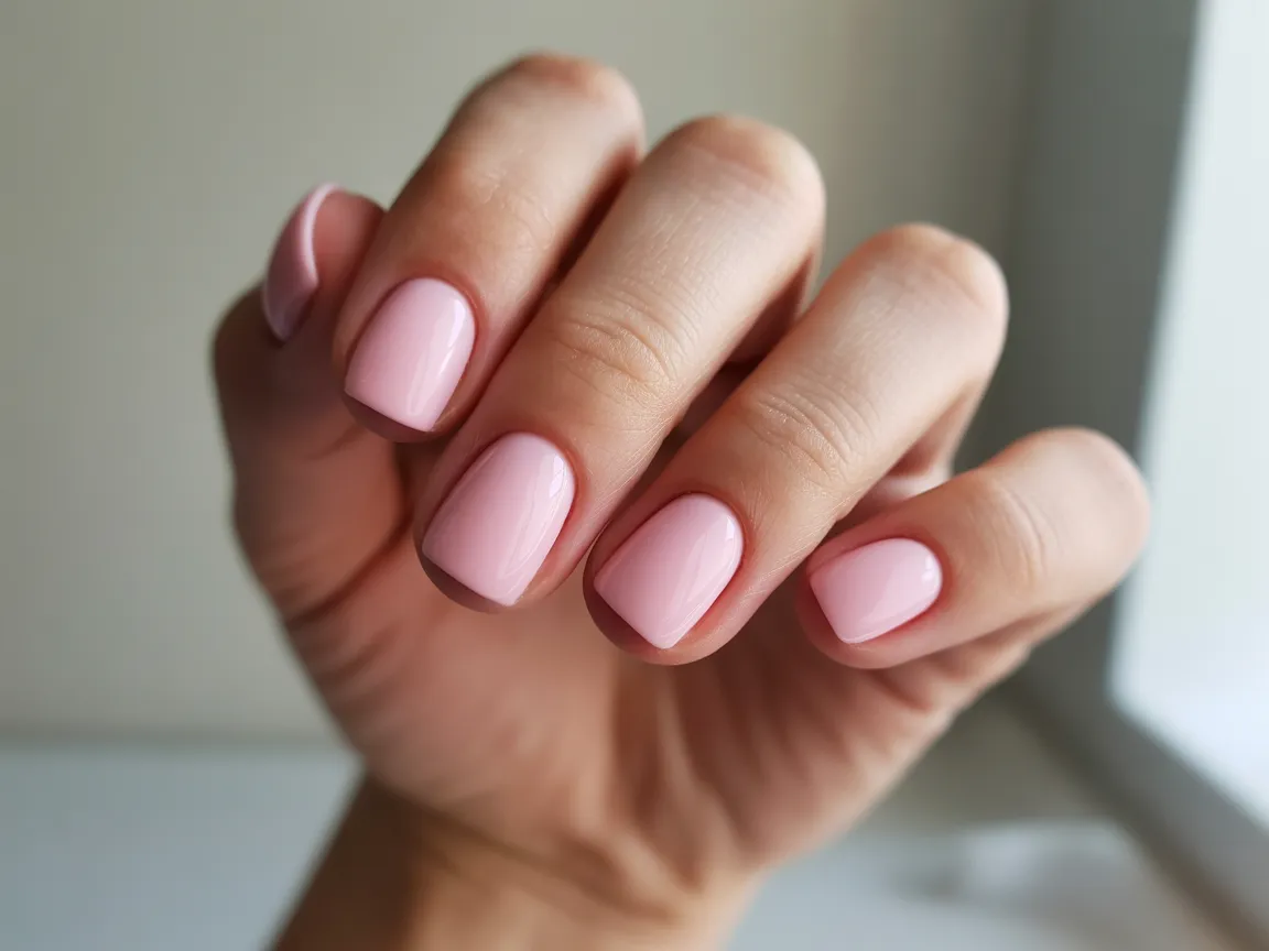 Short Pink Square Gloss Nails