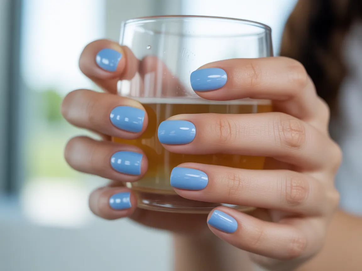 Baby Blue Short Nails