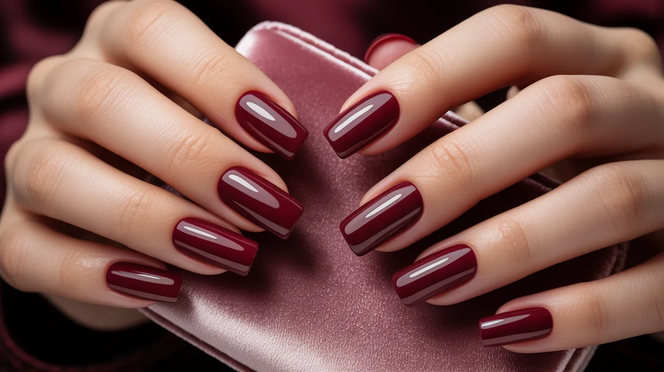 Burgundy Gloss Nails14. Burgundy Gloss Nails