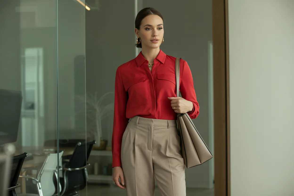Red Top Office Chic