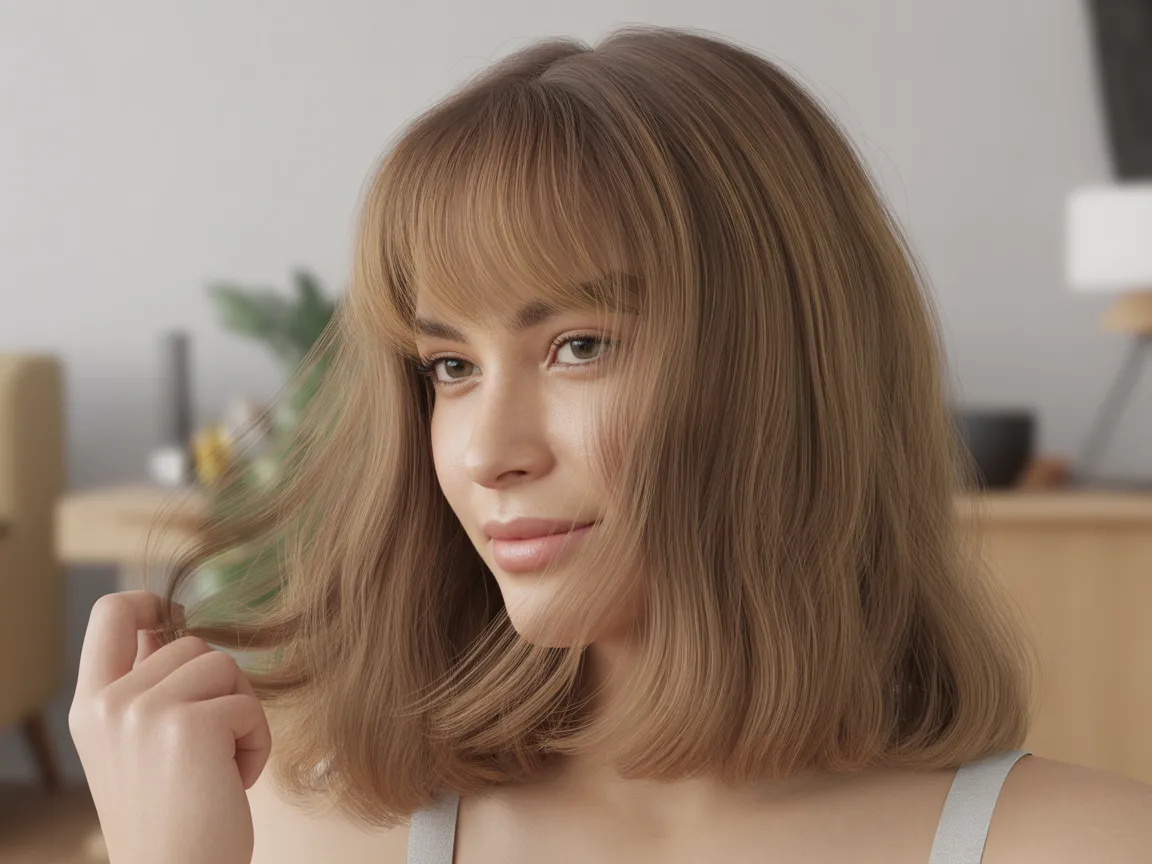 Shoulder-Length Cut with Wispy Bangs