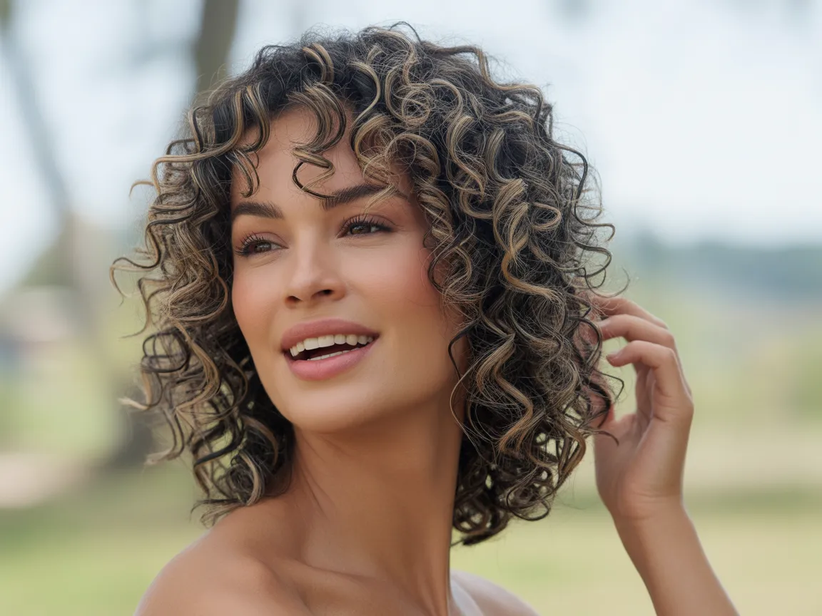 Defined Curly Shoulder Cut