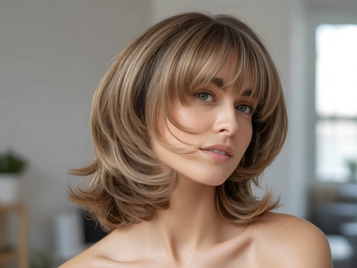 Short Layered Cut with Curtain Bangs