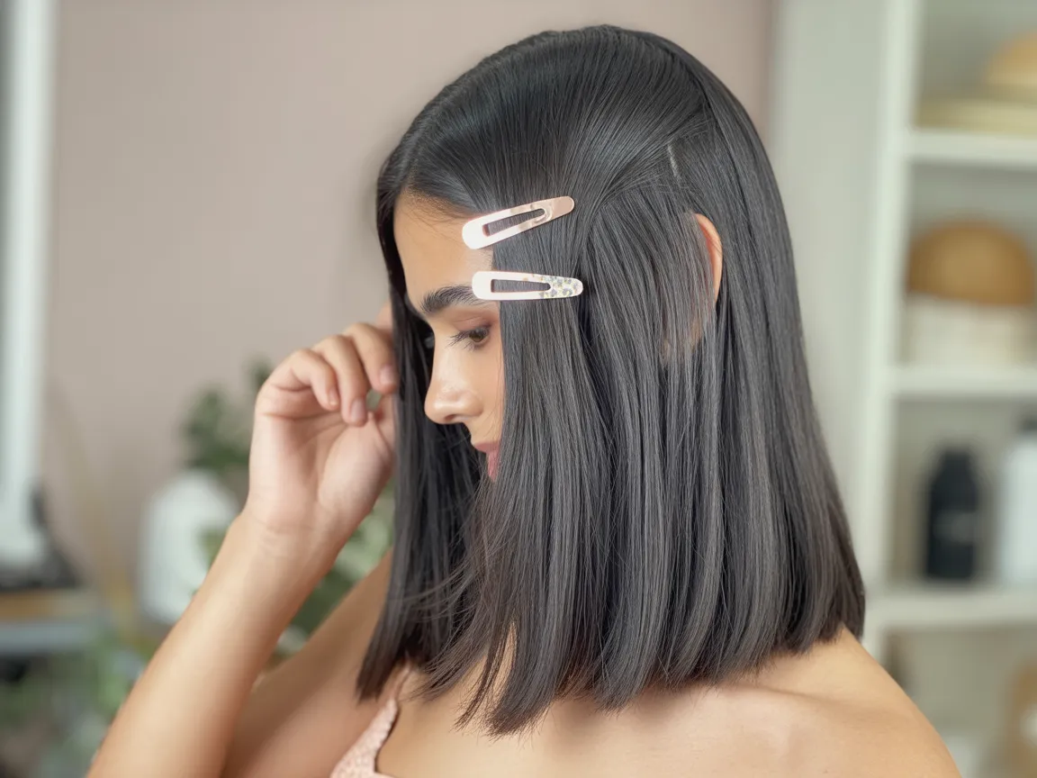 Straight Hair with Clips