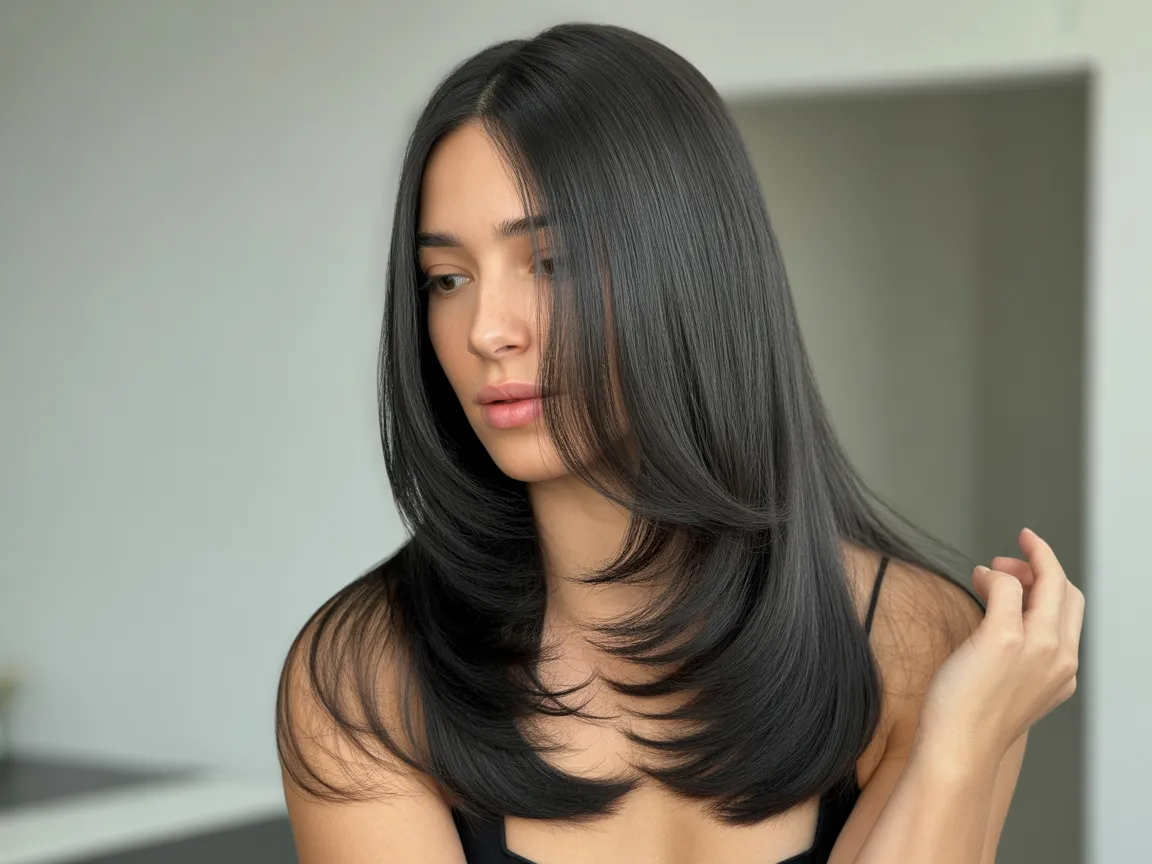 Sleek Long Cut for Oval Faces