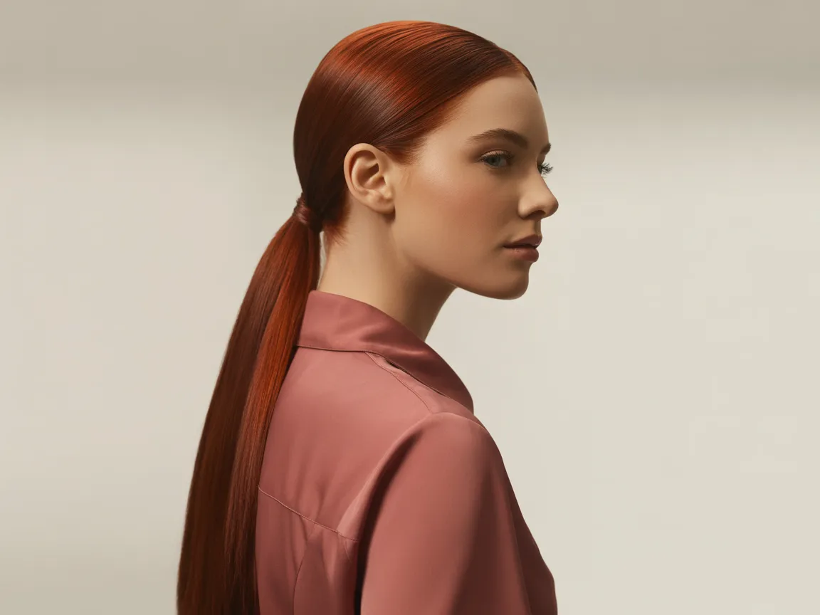 Deep Auburn Sleek Ponytail