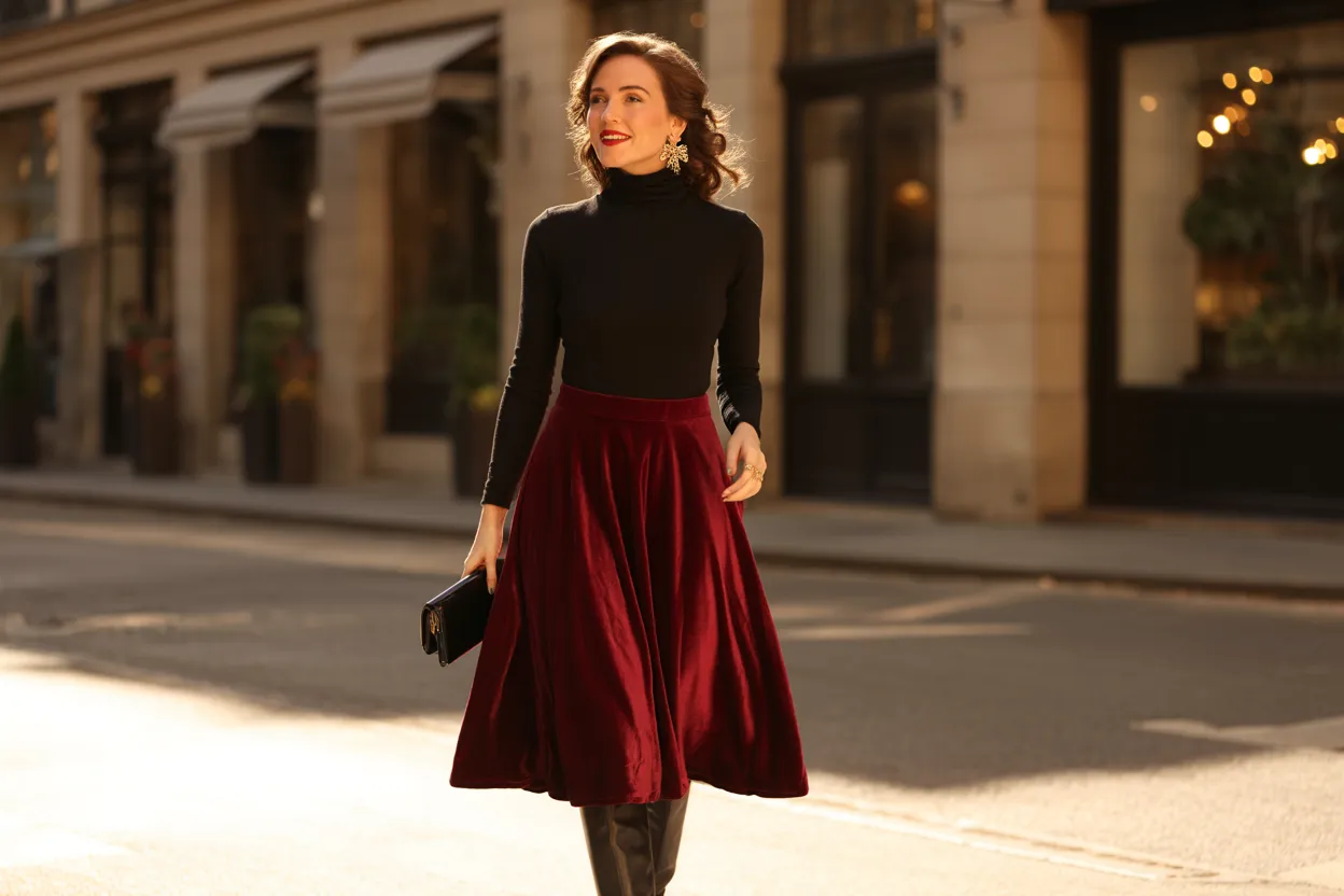 Velvet Midi Skirt
