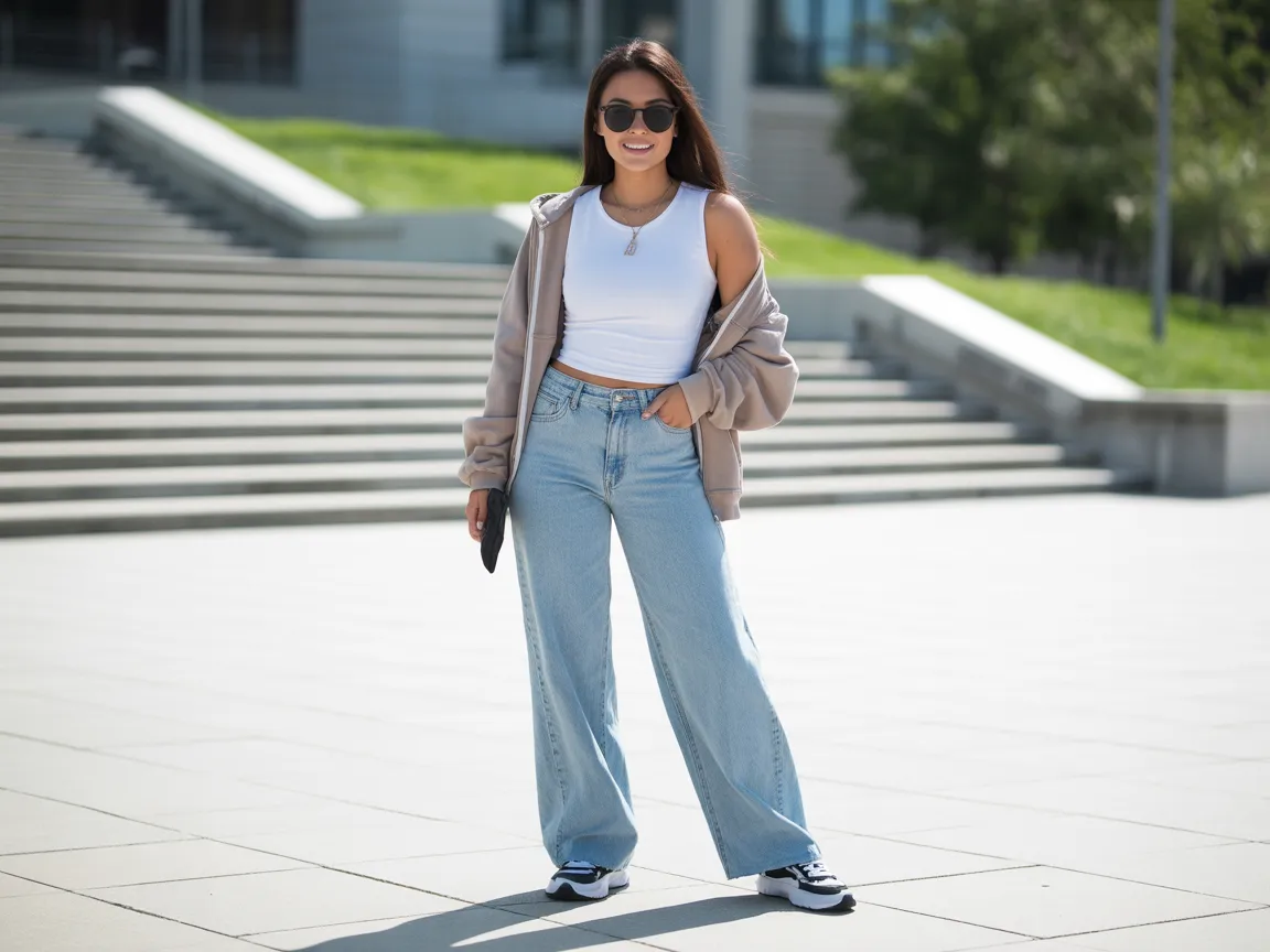 Wide-Leg Denim Look