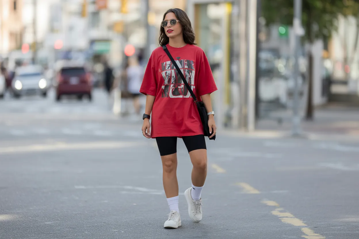 Oversized Red Tee Style