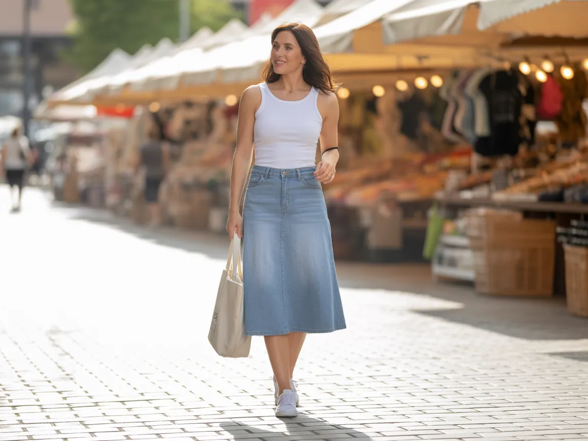 Denim Skirt Combo