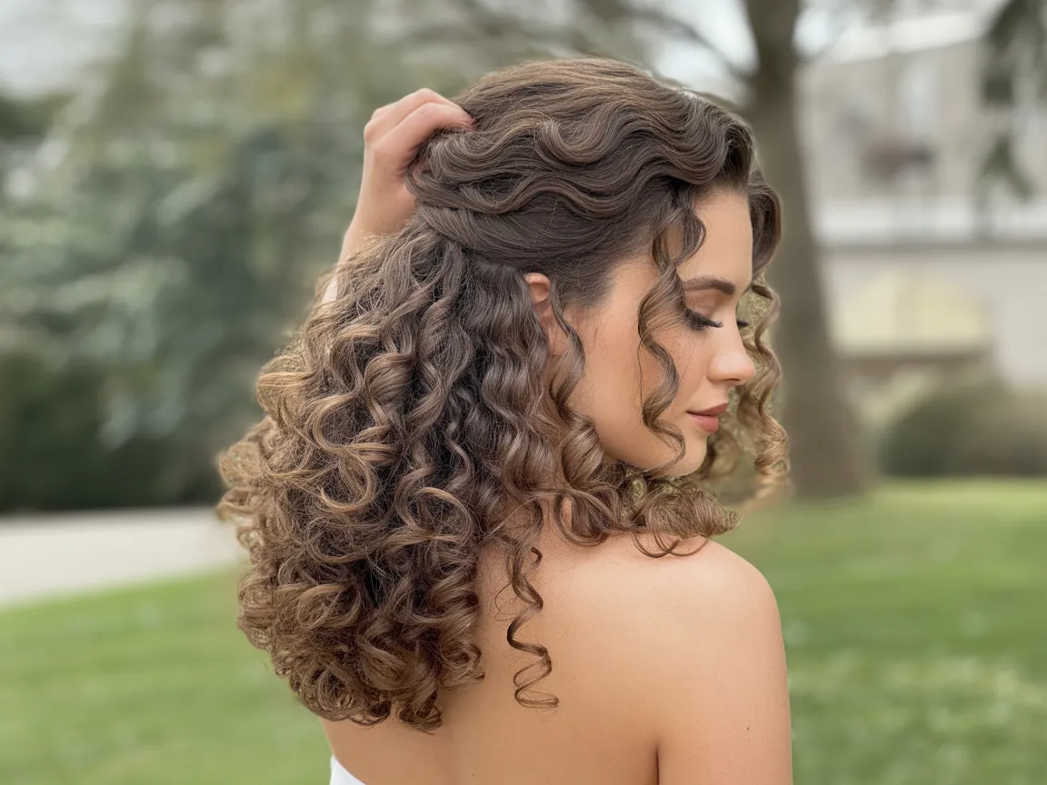 Half-Up Curly Style