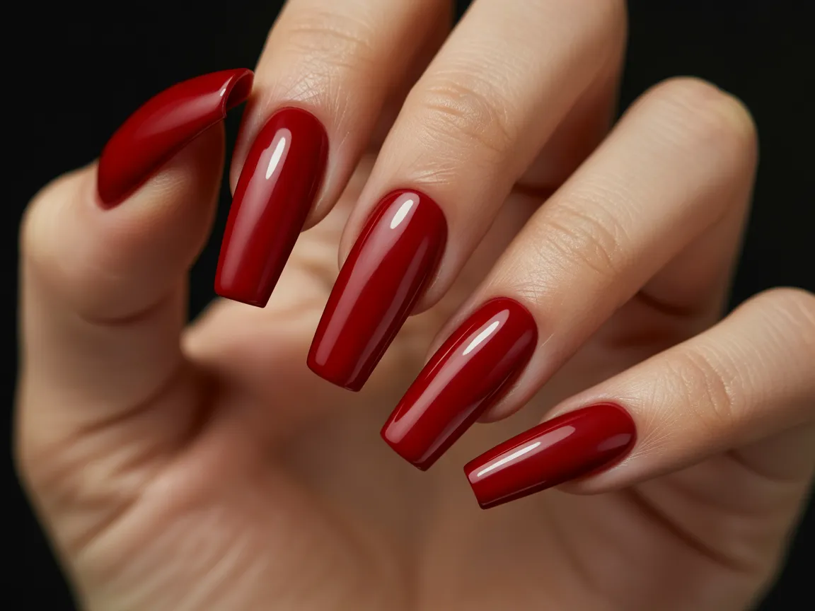 Long Red Coffin Nails