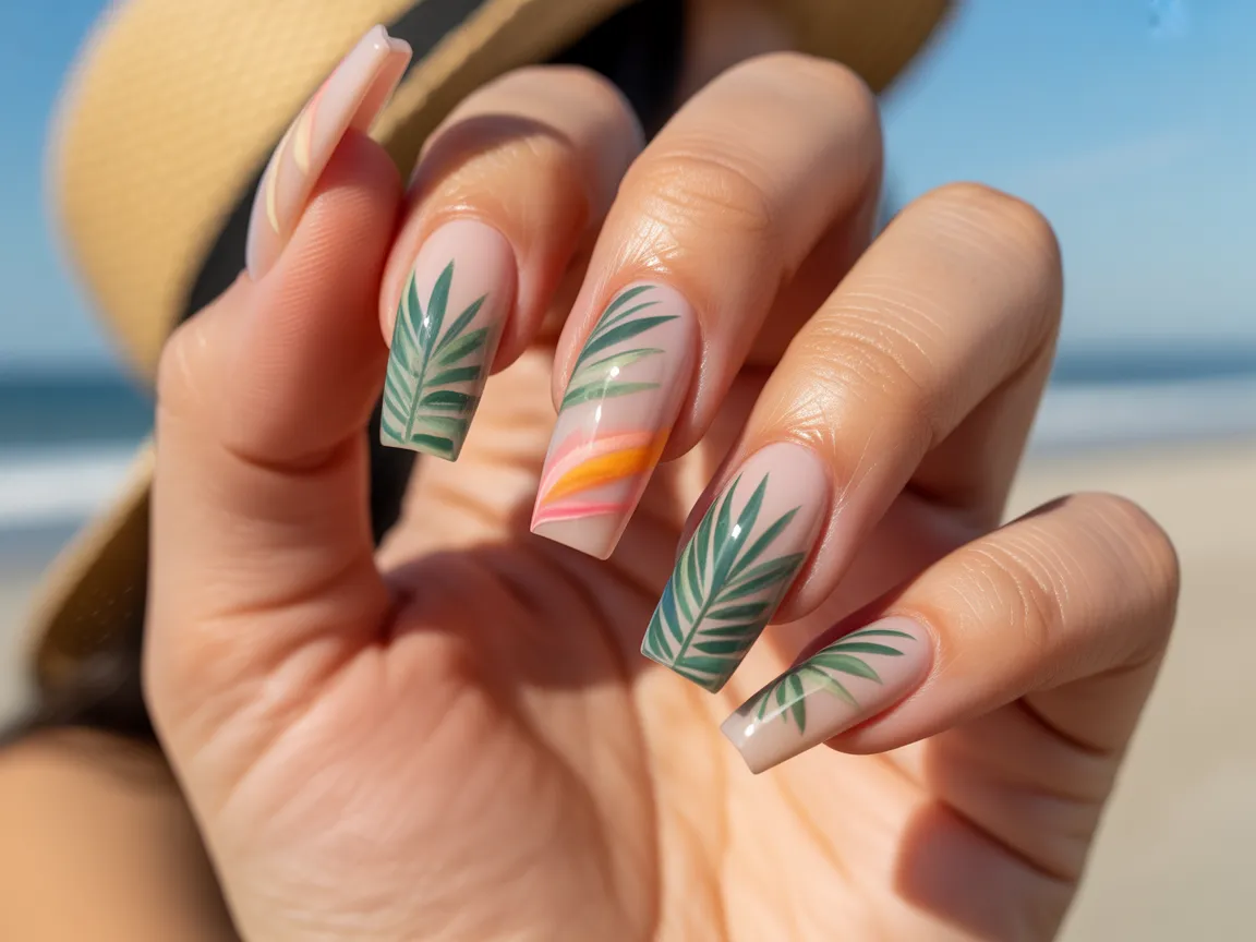 Simple Blue Wave Nails