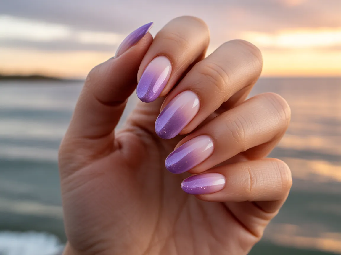 Purple Sunset Ombre Nails