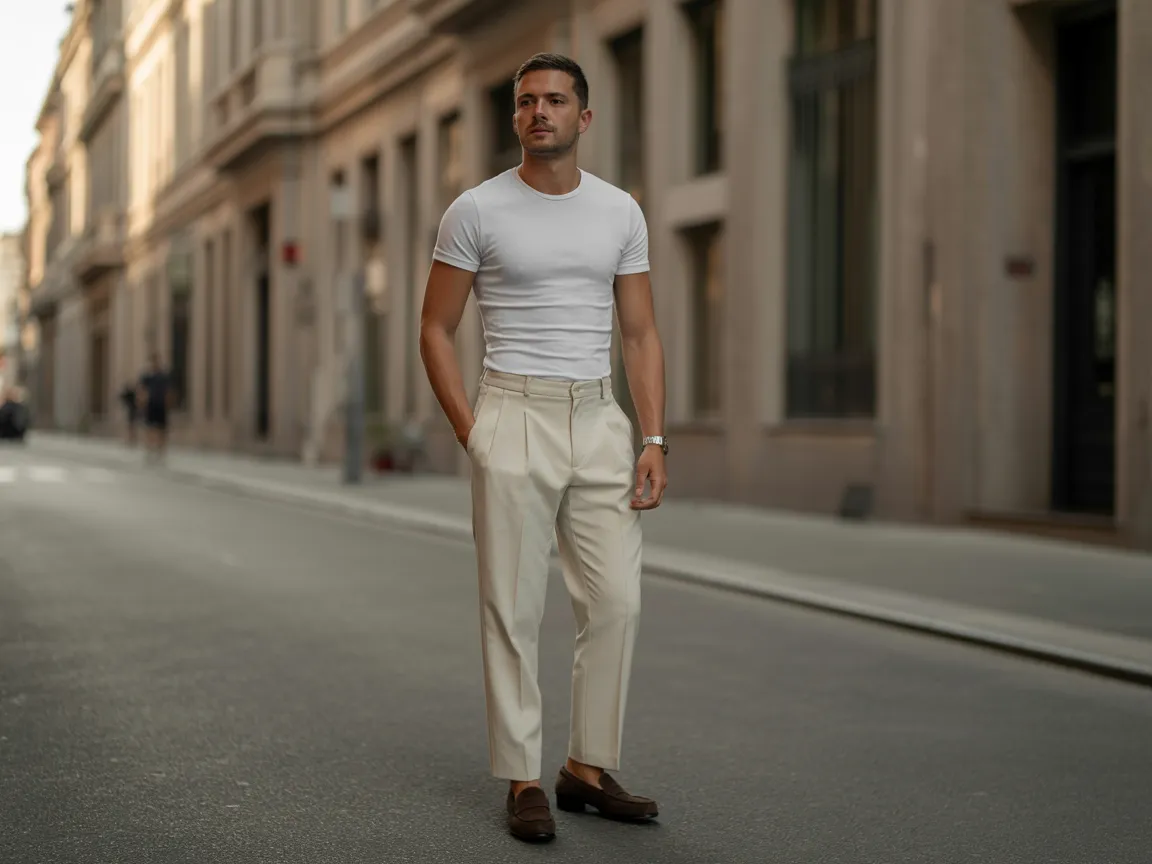 White Tee & Trousers